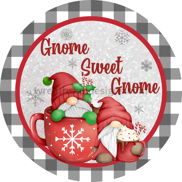 Gnome Sweet Christmas Winter Gnome- Metal Wreath Sign 8
