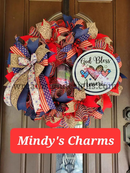 God Bless America-Leopard Stars And Stripes-Circle Metal Sign