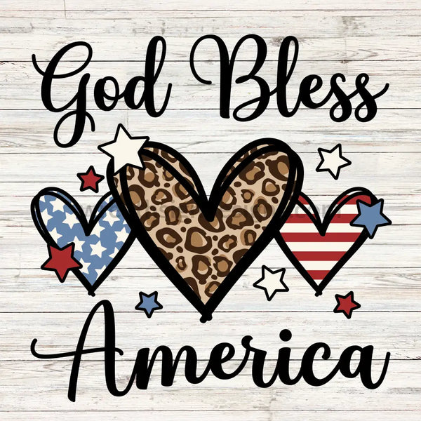 God Bless America-Leopard Stars And Stripes Metal Sign 8 Square