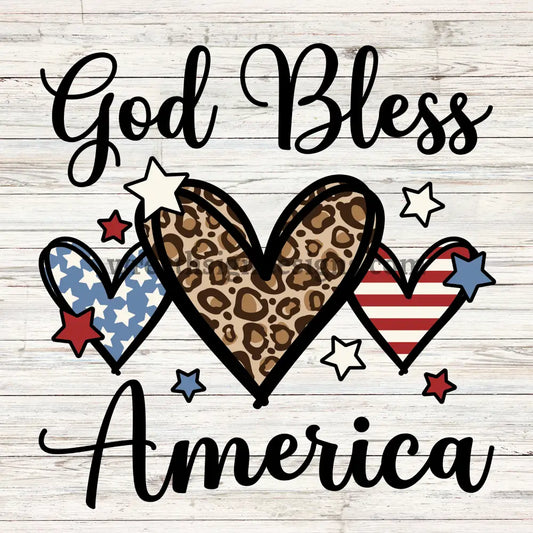 God Bless America-Leopard Stars And Stripes Metal Sign 8 Square