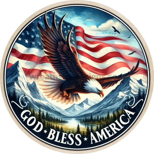 God Bless America Patriotic Eagle - Metal Wreath Signs 6’