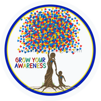 Grow Your Awareness Tree-Autism Awareness Metal Sign 8 Circle