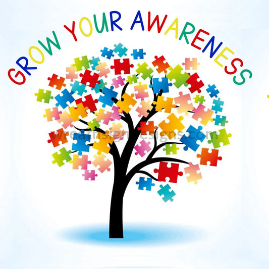 Grow Your Awareness Tree-Autism Awareness Square Metal Sign 8