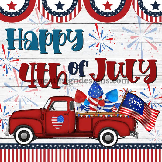 Happy 4Th Of July Patriotic Truck Metal Sign 8