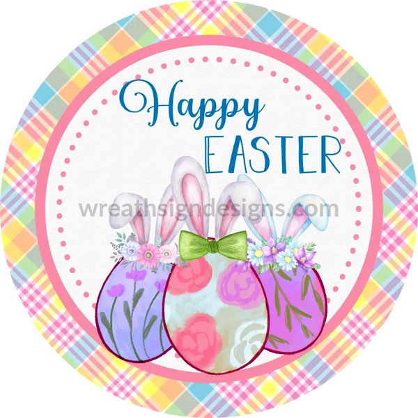 Happy Easter Bunny Eggs - Metal Wreath Sign 8