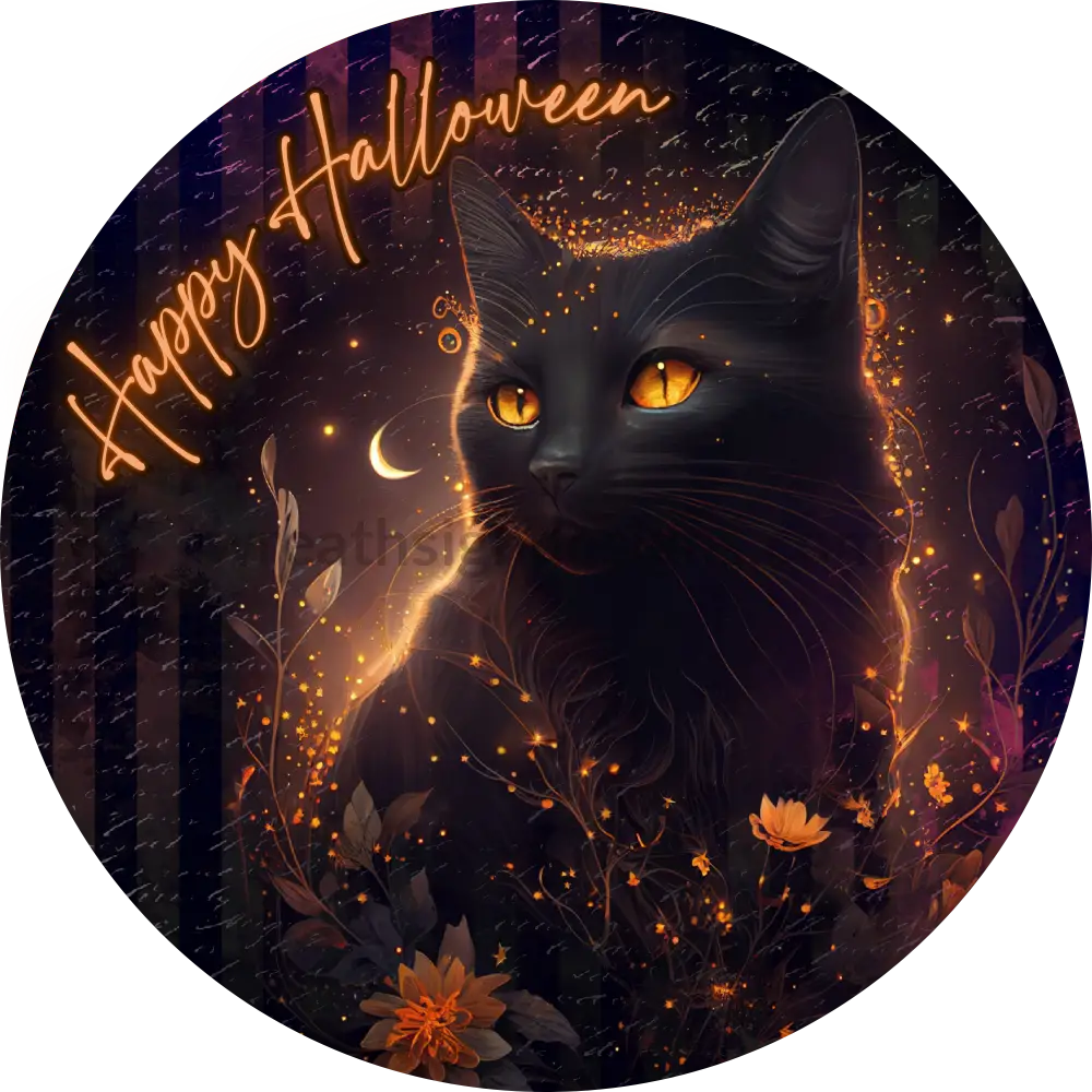 Happy Halloween Black Cat Halloween- Metal Sign 8