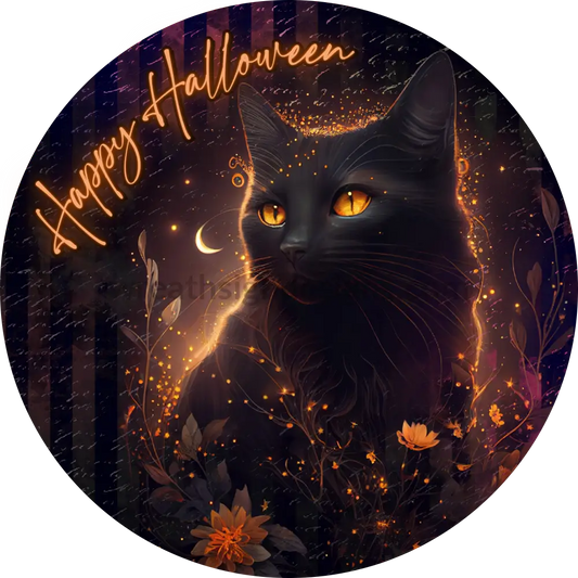 Happy Halloween Black Cat Halloween- Metal Sign 8