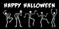Happy Halloween Dancing Skeletons Metal Wreath Sign 12X6