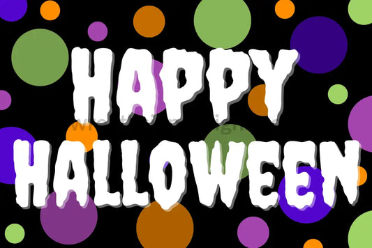 Happy Halloween Dots 12X8 Metal Sign