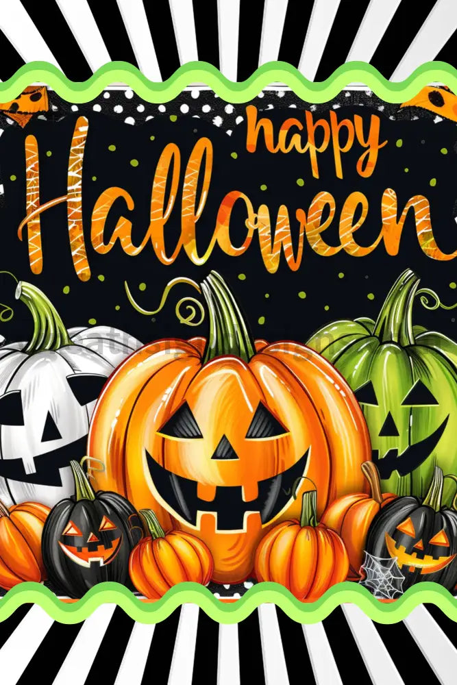 Happy Halloween Jack O Lanterns 8X12 Metal Sign