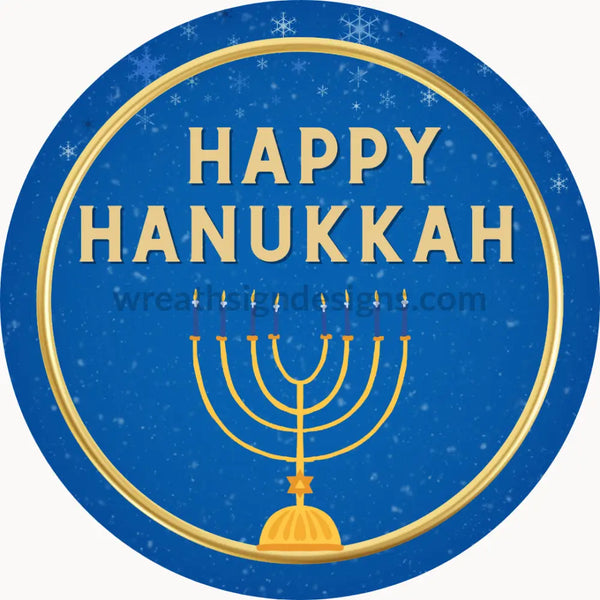 Happy Hanukkah- Round Metal Wreath Sign 6