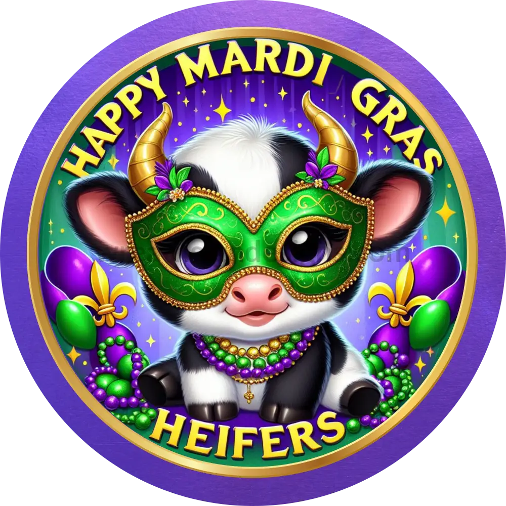 Happy Mardi Gras Heifer Cow Metal Sign 6