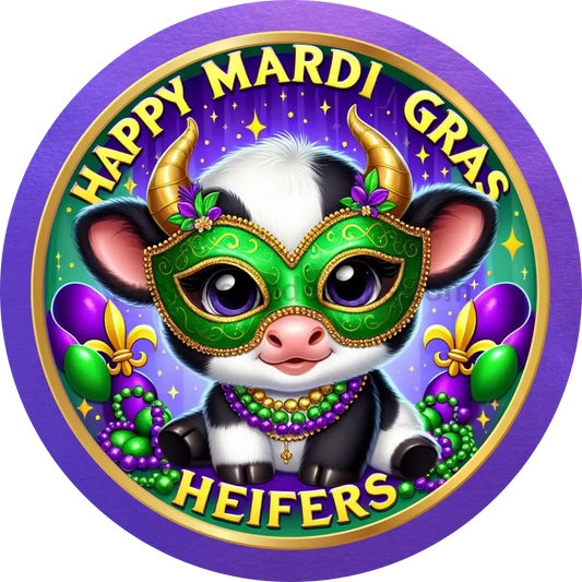 Happy Mardi Gras Heifer Cow Metal Sign 6