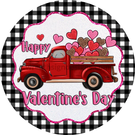 Happy Valentine Heart Truck- Metal Wreath Sign 8