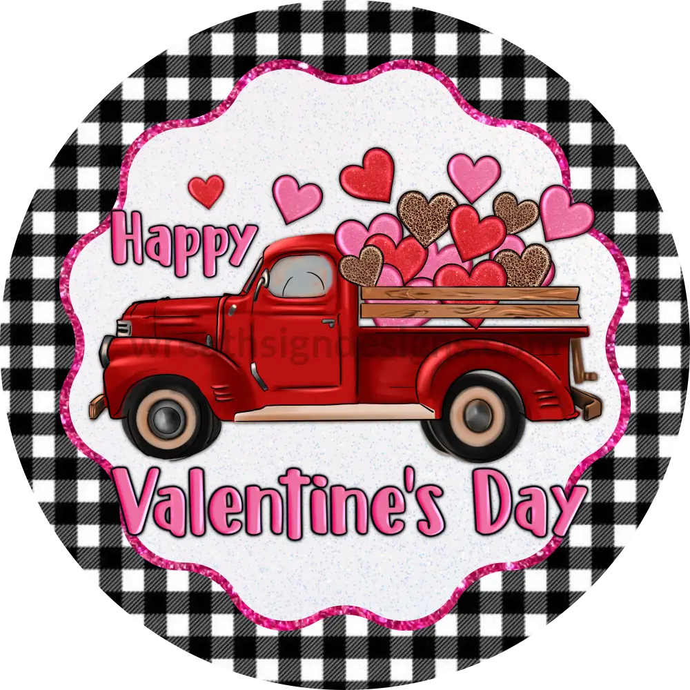 Happy Valentine Heart Truck- Metal Wreath Sign 8