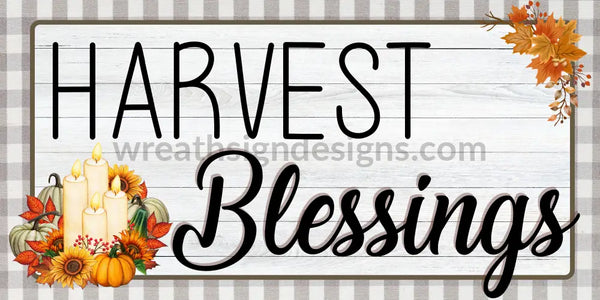 Harvest Blessings Fall Metal Wreath Sign 12X6 Metal Sign