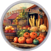 Harvest Blessings Farmers Market Metal Wreath Sign 6 Circle