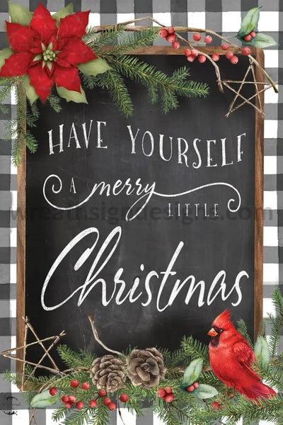 Have Yourself A Merry Little Christmas Poinsettia And Cardinal 8X12 Metal Sign