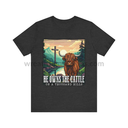 He Owns The Cattle On A Thousand Mountains Unisex Jersey Short Sleeve Tee Dark Grey Heather / S