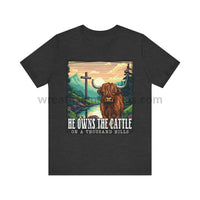 He Owns The Cattle On A Thousand Mountains Unisex Jersey Short Sleeve Tee Dark Grey Heather / S