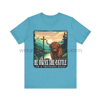 He Owns The Cattle On A Thousand Mountains Unisex Jersey Short Sleeve Tee Heather Aqua / S T-Shirt