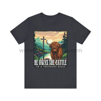 He Owns The Cattle On A Thousand Mountains Unisex Jersey Short Sleeve Tee Heather Navy / S T-Shirt