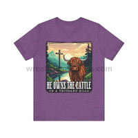 He Owns The Cattle On A Thousand Mountains Unisex Jersey Short Sleeve Tee Heather Team Purple / S