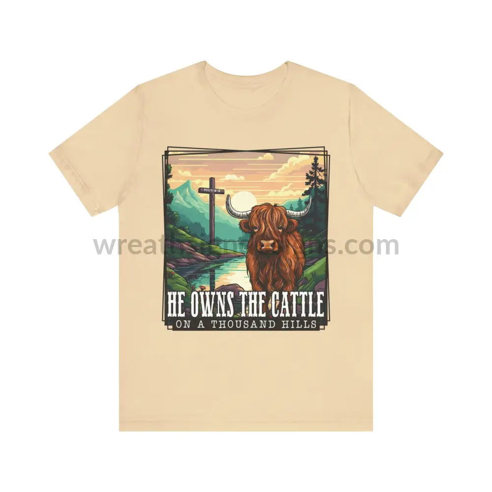 He Owns The Cattle On A Thousand Mountains Unisex Jersey Short Sleeve Tee Soft Cream / S T-Shirt