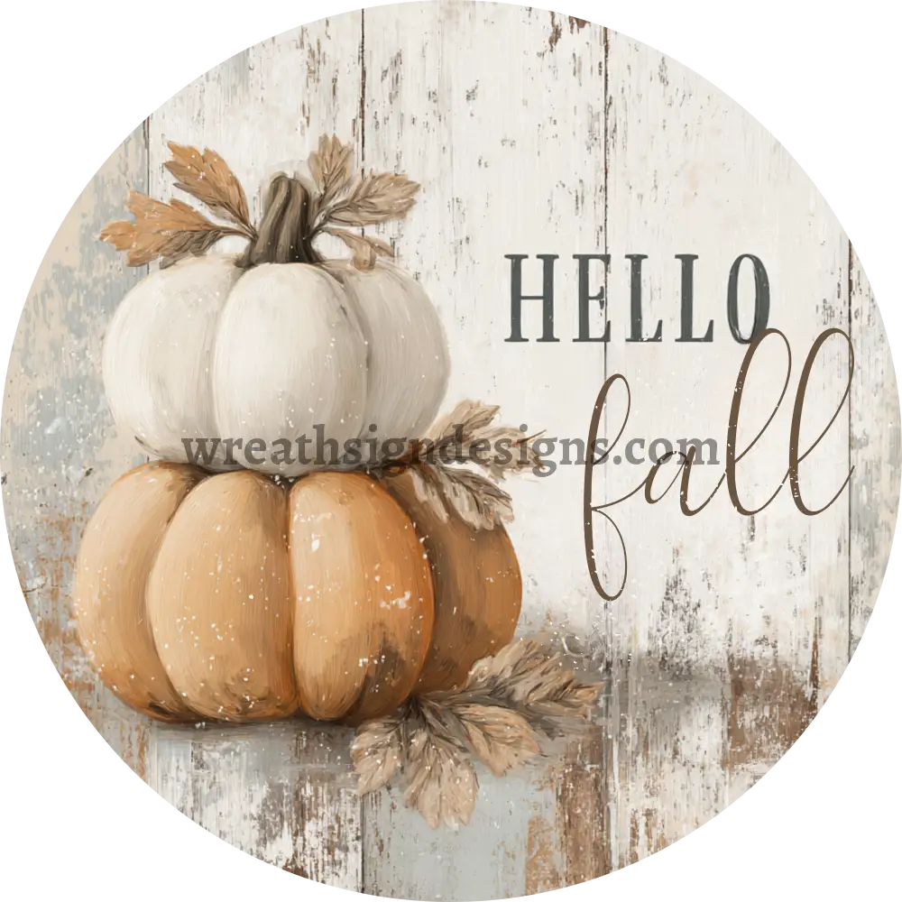 Hello Fall Pumpkins Metal Wreath Sign MS-1398