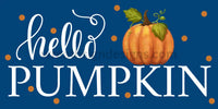 Hello Pumpkin Blue And Orange Fall Metal Wreath Sign 12X6 Metal Sign