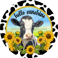Hello Sunshine Cow And Sunflowers Metal Sign 6