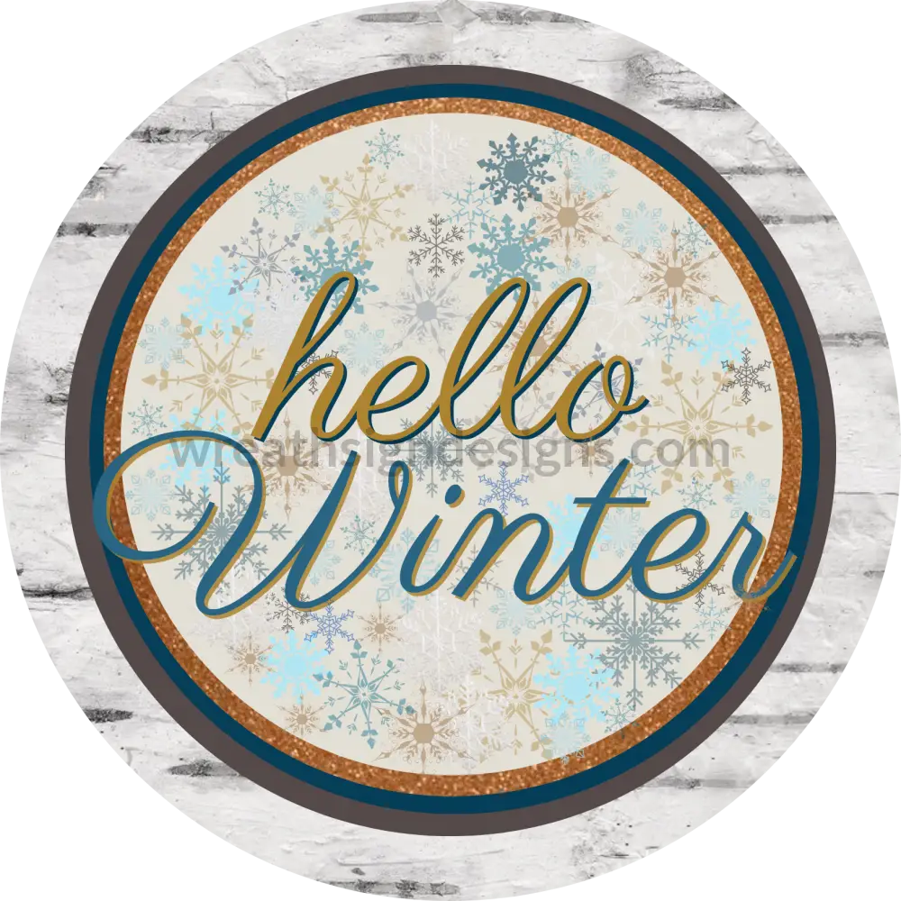 Hello Winter -Circle - Metal Wreath Signs 6