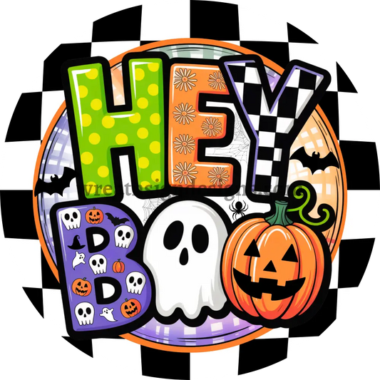 Hey Boo cute Halloween Wreath Sign MS-1304