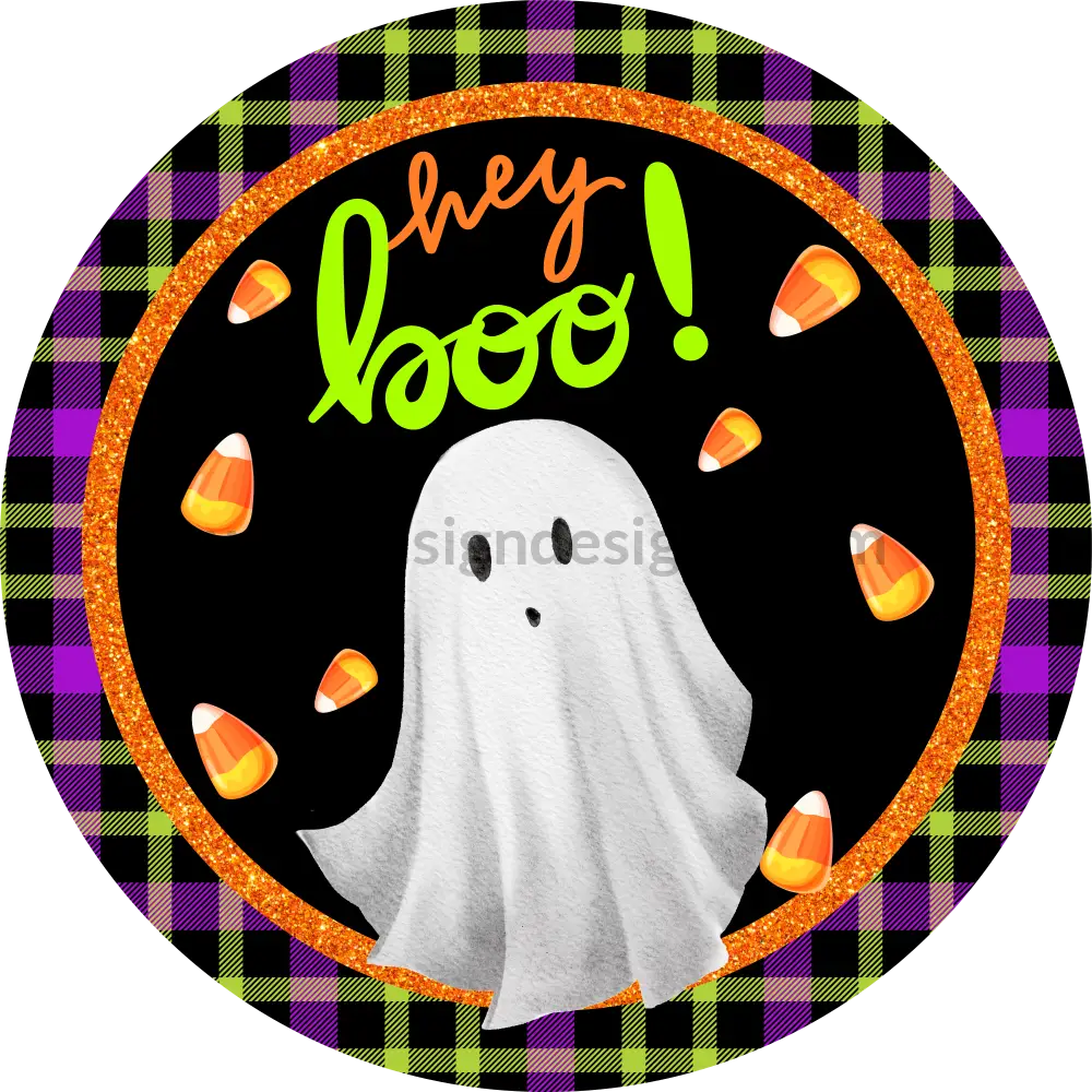 Hey Boo Ghost Sams Ribbon Match- Halloween- Metal Sign