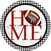 Home Football Elephant- Crimson And Houndstooth- Football Circle Metal Sign 6