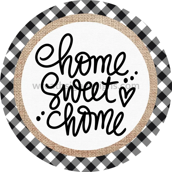 Home Sweet Black Gingham And Burlap Everyday Metal Wreath Sign 8