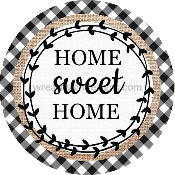 Home Sweet Black Gingham And Heart Wreath Everyday Metal Wreath Sign 8