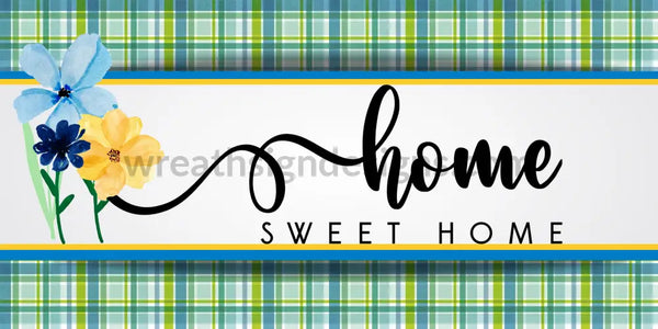 Home Sweet Blue And Green Plaid With Florals 12X6 Sams Ribbon Match Winter 2023