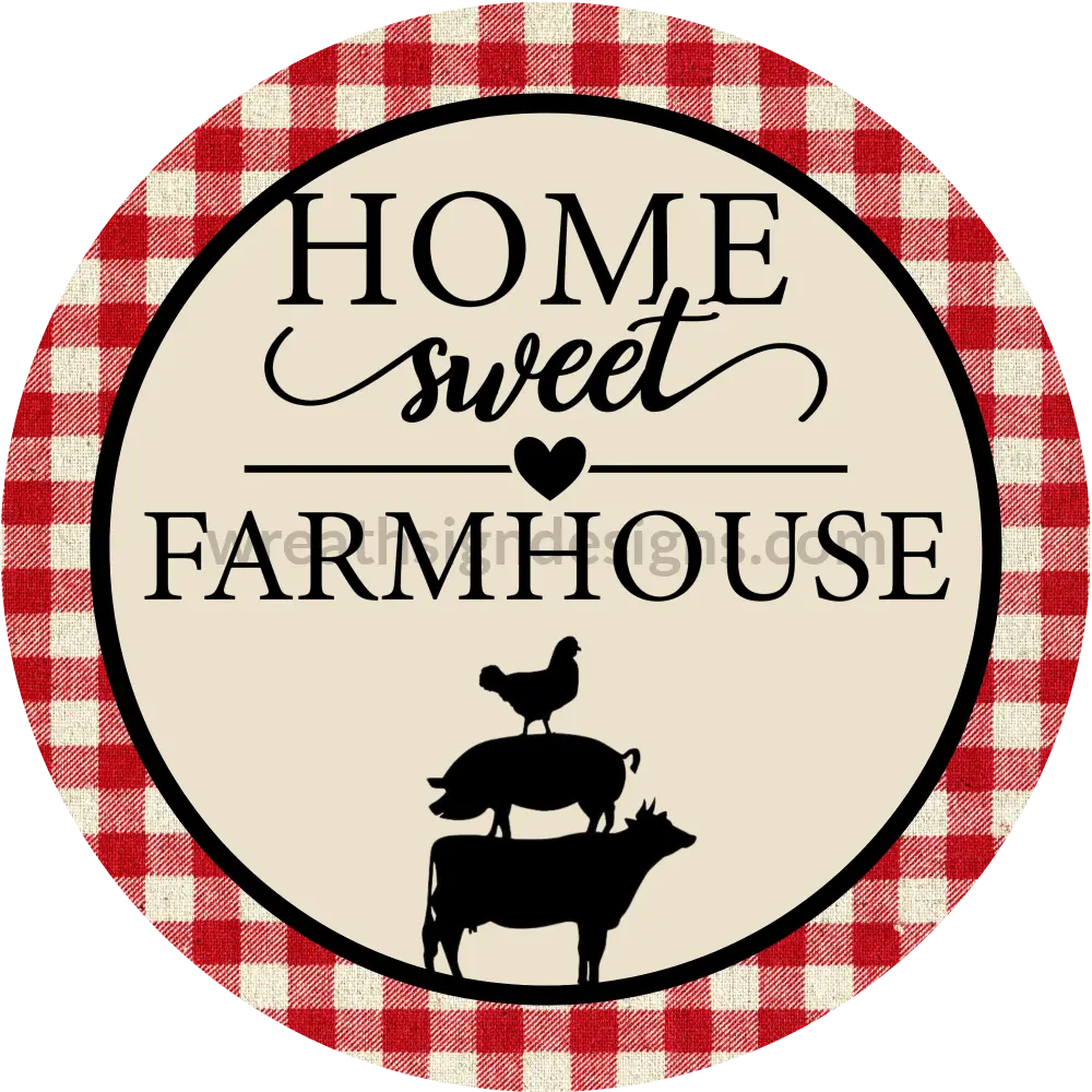 Home Sweet Farmhouse Stacked Farm Animals Metal Wreath Sign 6’