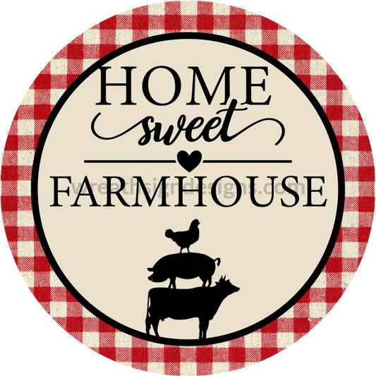 Home Sweet Farmhouse Stacked Farm Animals Metal Wreath Sign 6’