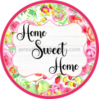 Home Sweet Pink Florals And Wild Berries-Floral Metal Wreath Sign 6