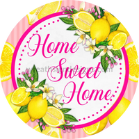 Home Sweet Home-Pink Lemon Metal Wreath Sign 8