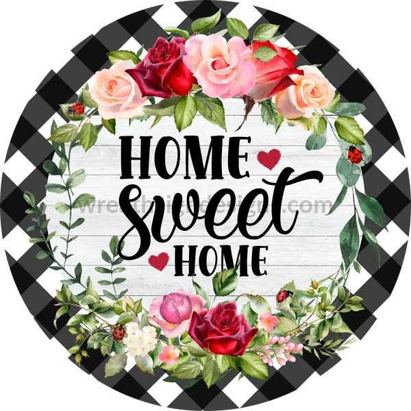 Home Sweet Roses And Ladybugs Metal Wreath Sign 6