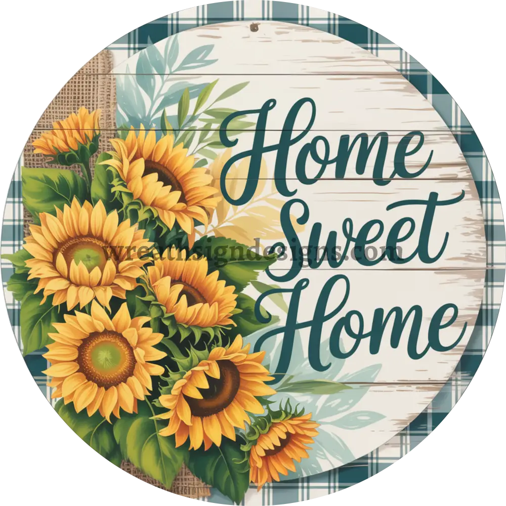 Home Sweet Home Teal Sunflowers Metal wreath Sign MS-1376 8’’