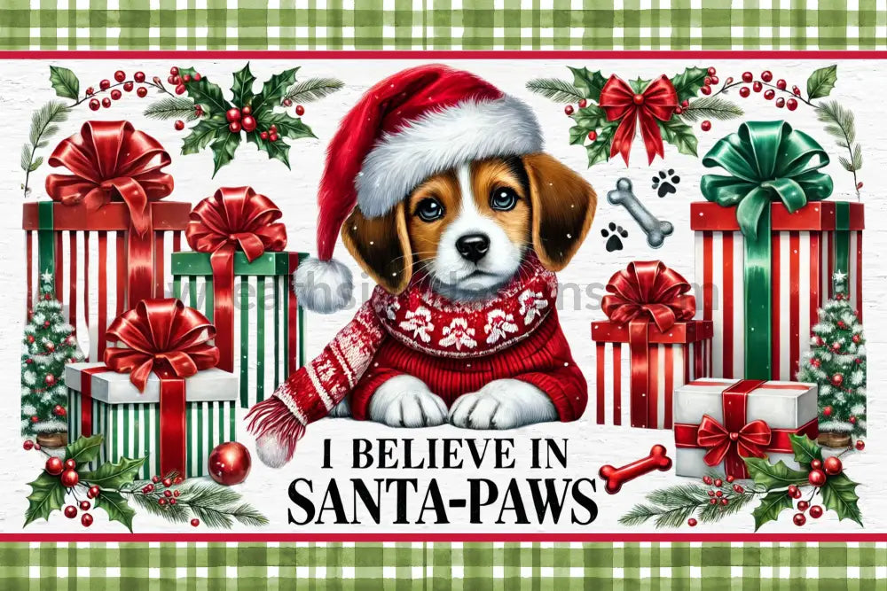 I Believe In Santa Paws Dog (Beagle)- Christmas Metal Signs