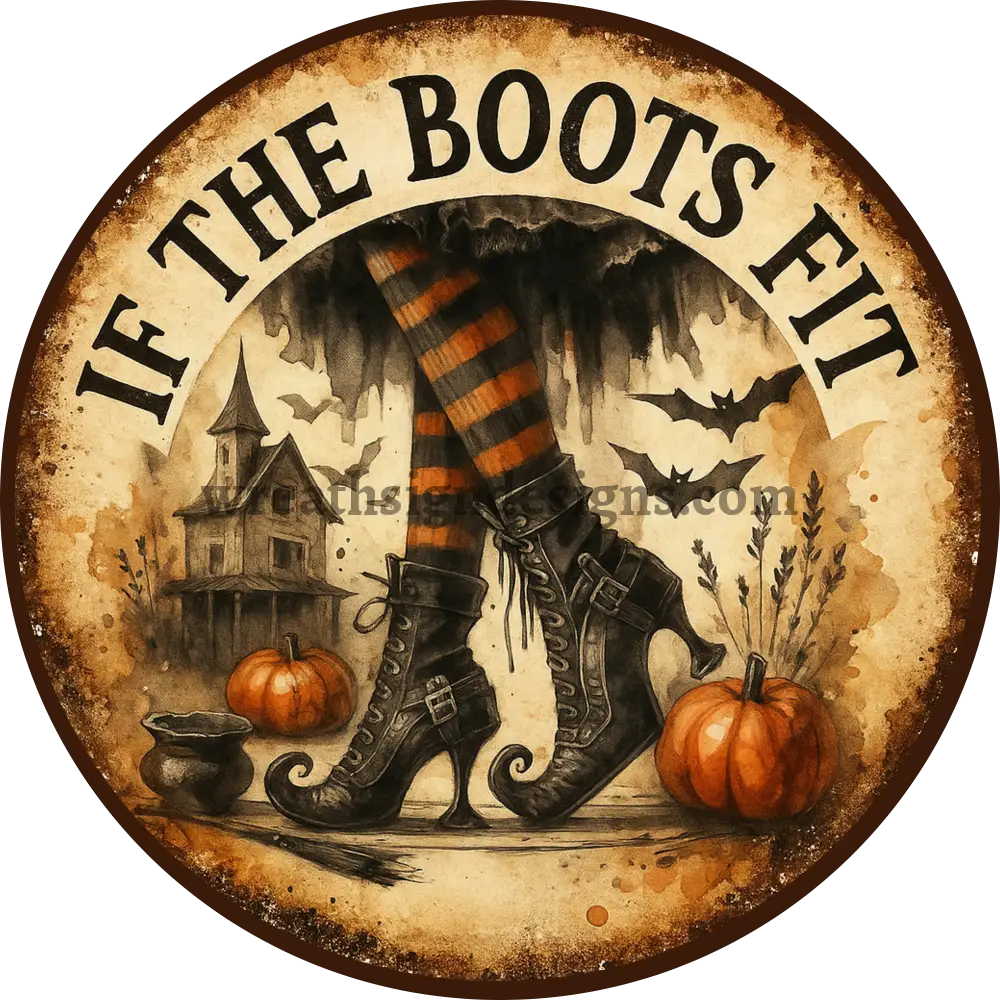 If the Shoe Fits- Halloween Witch Metal Wreath SignMS-1350 6’’