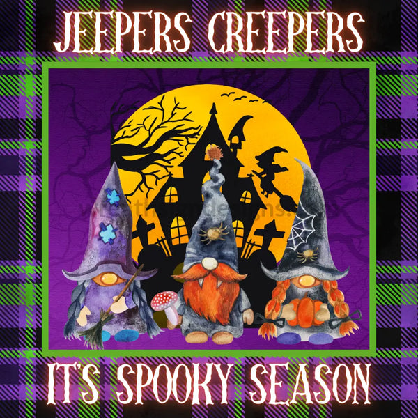 Jeepers Creepers Its Spooky Season Halloween Gnomes- Metal Wreath Sign 8