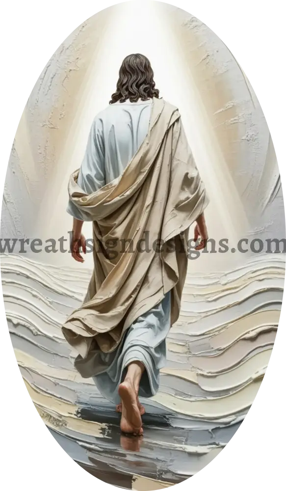 Jesus on the Water 12x7 oval -Christian Faith Metal wreath Sign MS-1274 12x6 metal sign