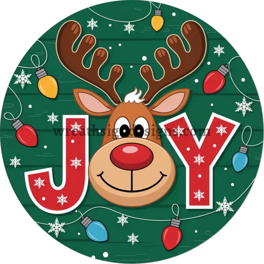 Joy Christmas Reindeer -Metal Wreath Sign MS-1607 11.75’’