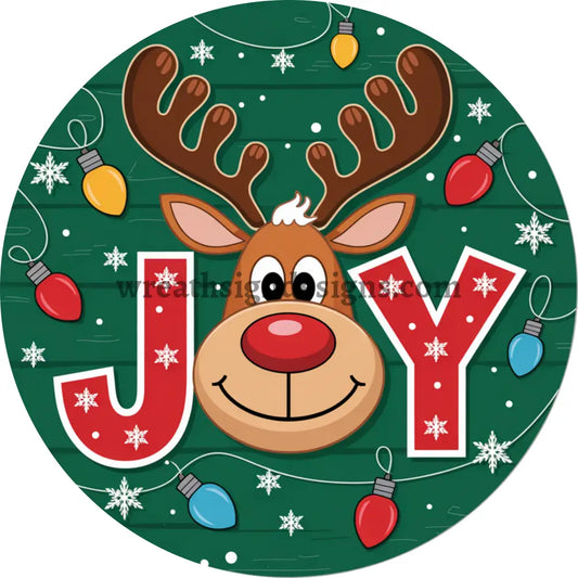 Joy Christmas Reindeer -Metal Wreath Sign MS-1607